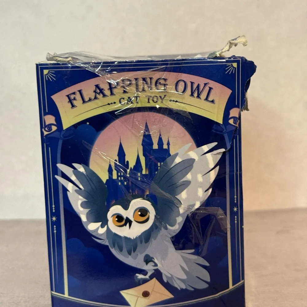 Flapping Owl Cat Toy - Blue and White